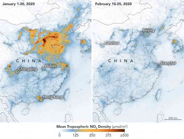 中国封城前后空污对比图