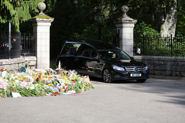 The hearse carrying the coffin of Britain's Queen Elizabeth departs Balmoral Castle, in Balmoral, Scotland, Britain September 11, 2022. REUTERS/Phil Noble