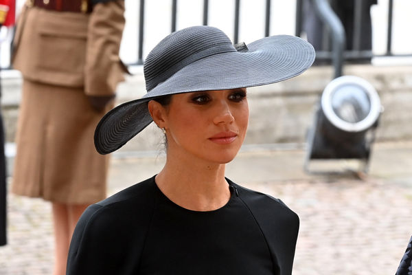 Meghan, Duchess of Sussex arrives for the funeral service of Queen Elizabeth II at Westminster Abbey in central London, Monday Sept. 19, 2022. The Queen, who died aged 96 on Sept. 8, will be buried at Windsor alongside her late husband, Prince Philip, who died last year. (Geoff Pugh/Pool via AP)