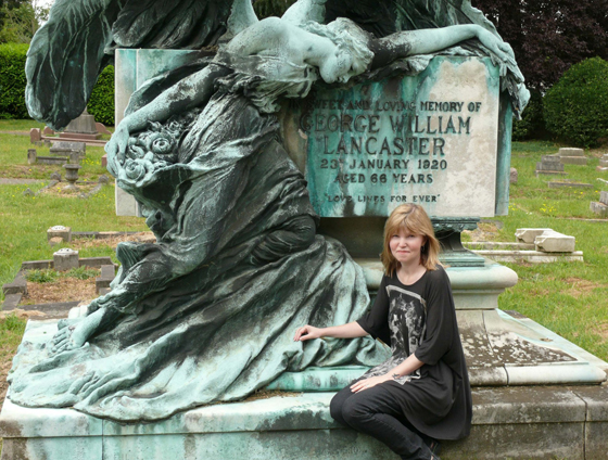 Jeane Trend-Hill with one of her favourite angels at East Sheen cemetery. Lancaster Angel in bronze by Sydney March dating circa 1920. The Lancaster,Image: 227963123, License: Rights-managed, Restrictions: , Model Release: no, Credit line: Jeane Trend-Hill / Shutterstock Editorial / Profimedia