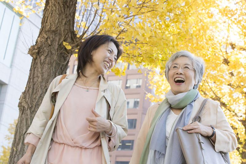 39905725 - ginkgo treelined walk mother and daughter