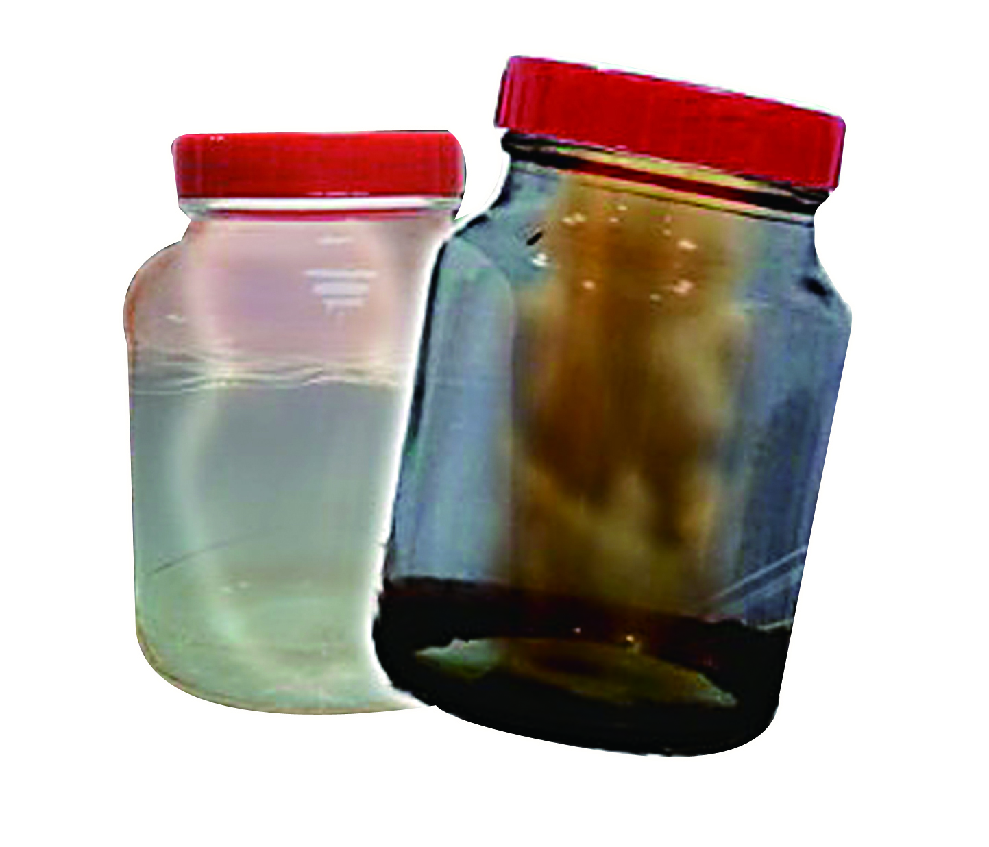 清洁工发现瓶中有黑褐色液体，隐约看见瓶中有婴儿尸体。（此图为示意图）