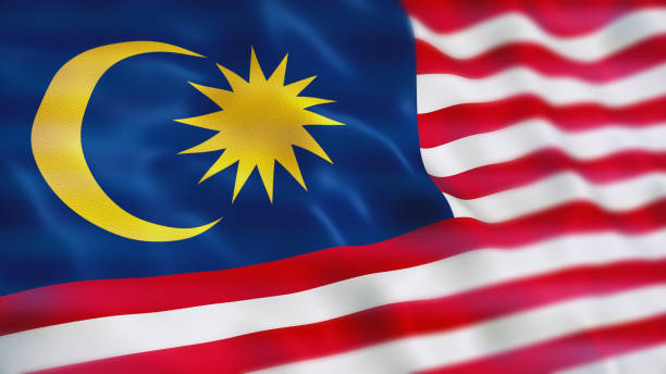 3d Render Malaysia Flag Close-up (Depth of Field)